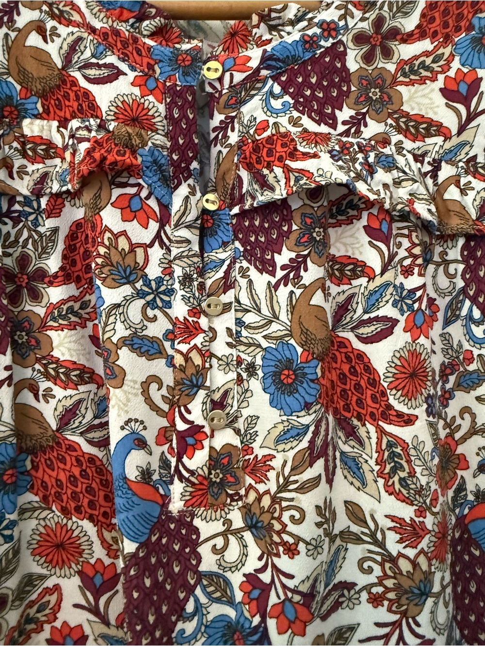 Loft Top Women’s Floral Peacock Ruffle Sleeve - Picture 8 of 14
